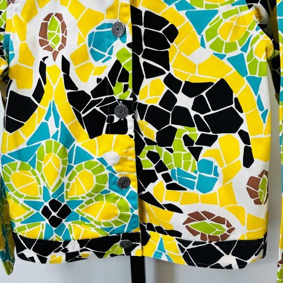 Vintage Life Style Geometric Button Down Jacket Size Petite M Cotton Boho Size M - Picture 7 of 12
